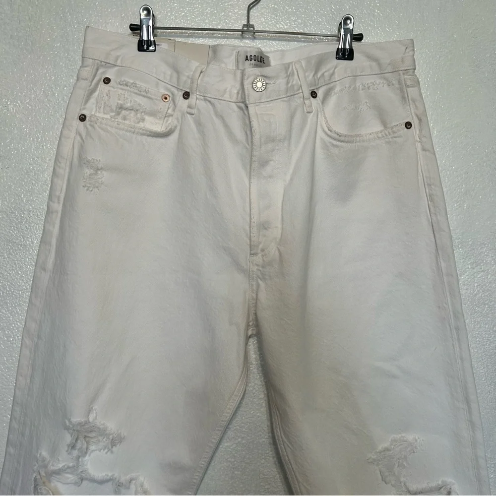 Agolde 90's White Distressed Jeans High Rise Button Fly NWT​​​​